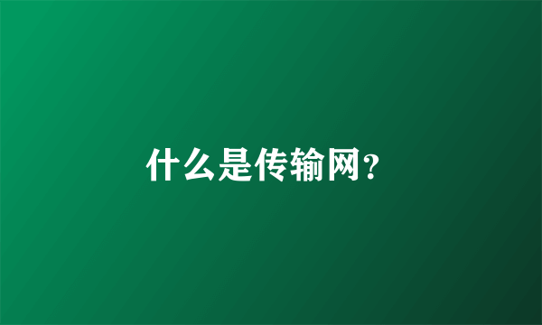 什么是传输网？