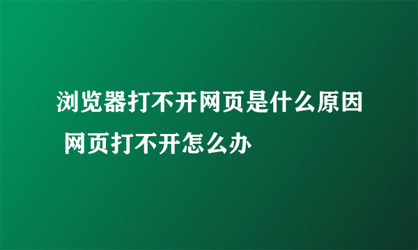 浏览器打不开网页是什么原因 网页打不开怎么办