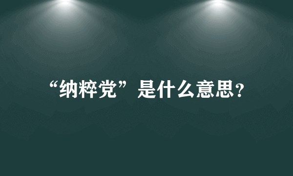 “纳粹党”是什么意思？