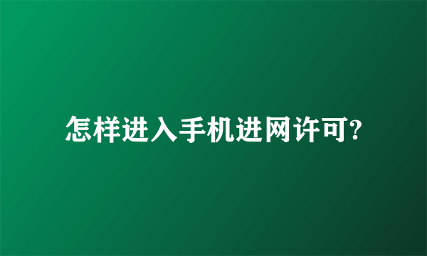 怎样进入手机进网许可?