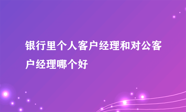 银行里个人客户经理和对公客户经理哪个好