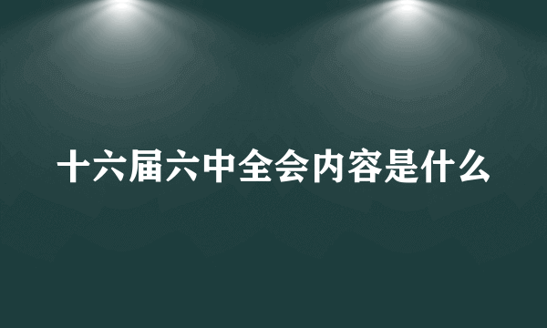 十六届六中全会内容是什么