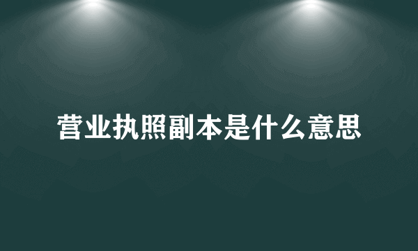 营业执照副本是什么意思