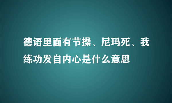 德语里面有节操、尼玛死、我练功发自内心是什么意思