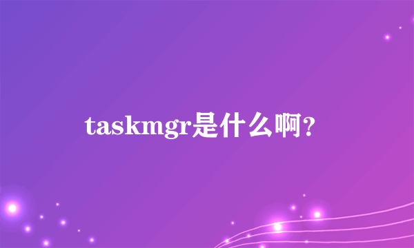 taskmgr是什么啊？