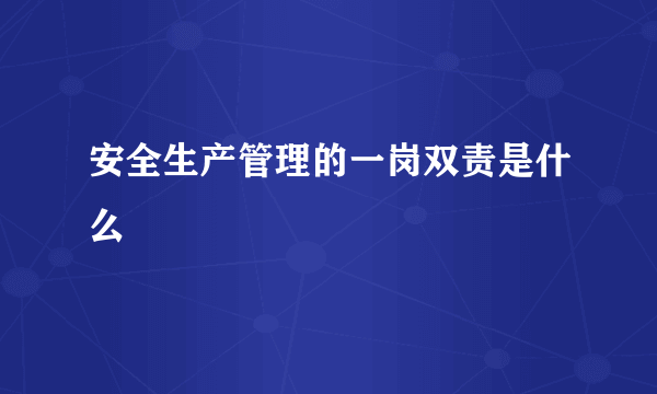 安全生产管理的一岗双责是什么