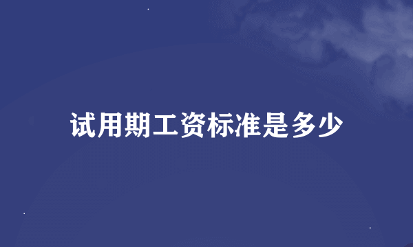 试用期工资标准是多少