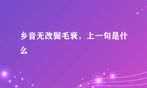 乡音无改鬓毛衰，上一句是什么