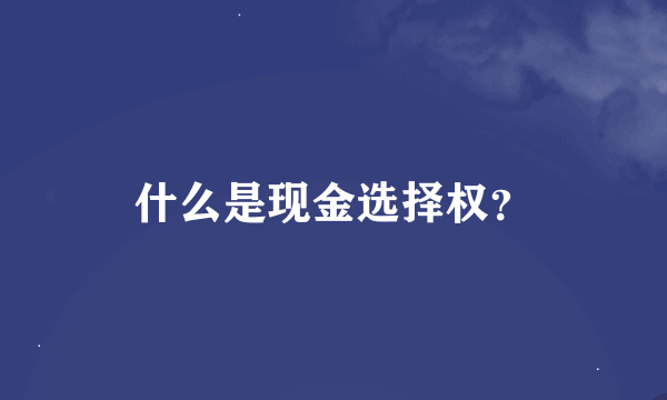 什么是现金选择权？