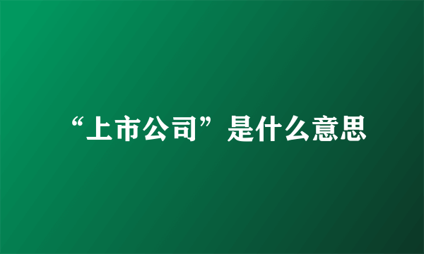 “上市公司”是什么意思