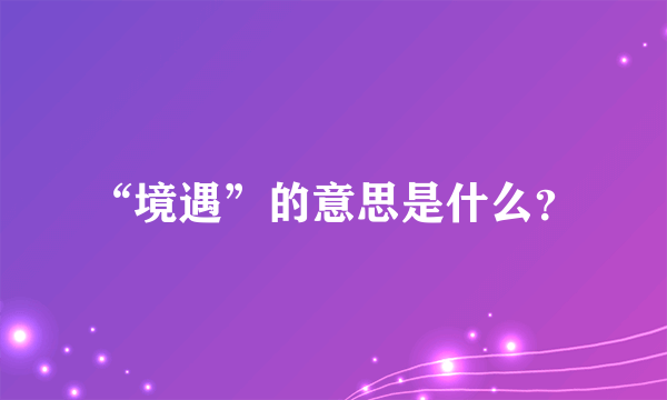 “境遇”的意思是什么？