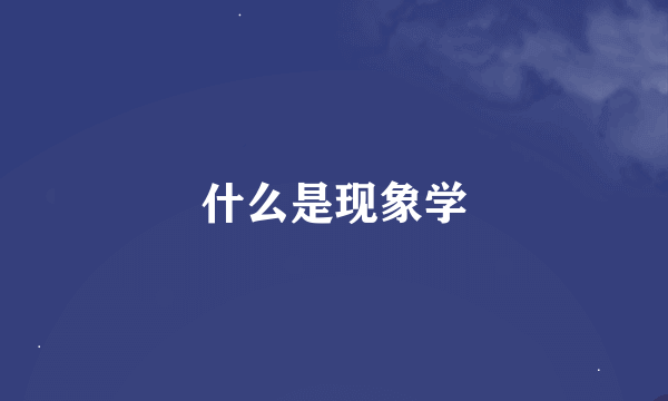 什么是现象学