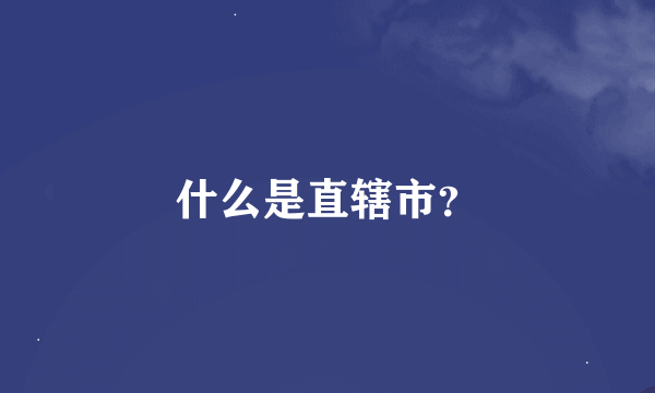 什么是直辖市？