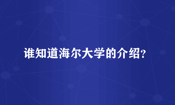 谁知道海尔大学的介绍？