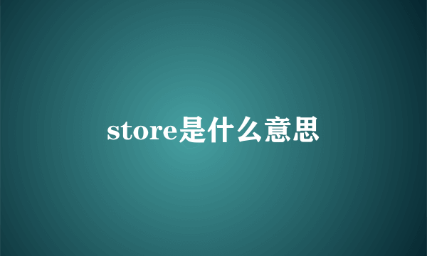 store是什么意思