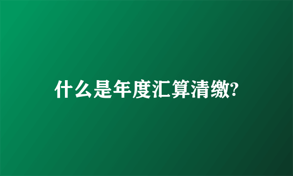 什么是年度汇算清缴?