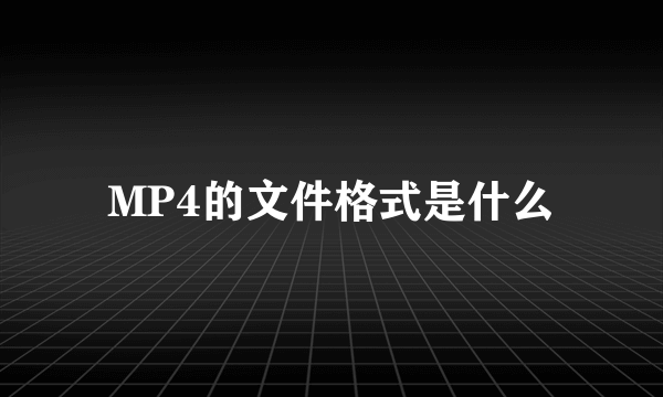 MP4的文件格式是什么