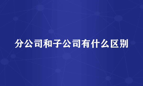 分公司和子公司有什么区别