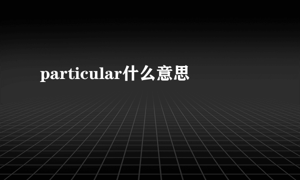 particular什么意思