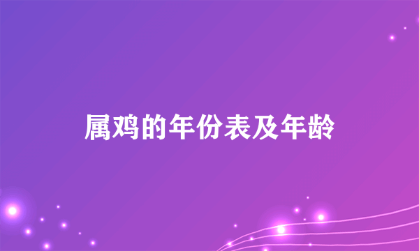 属鸡的年份表及年龄