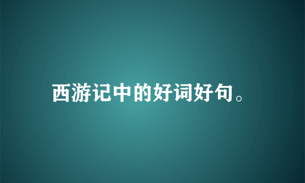 西游记中的好词好句。