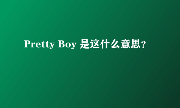 Pretty Boy 是这什么意思？