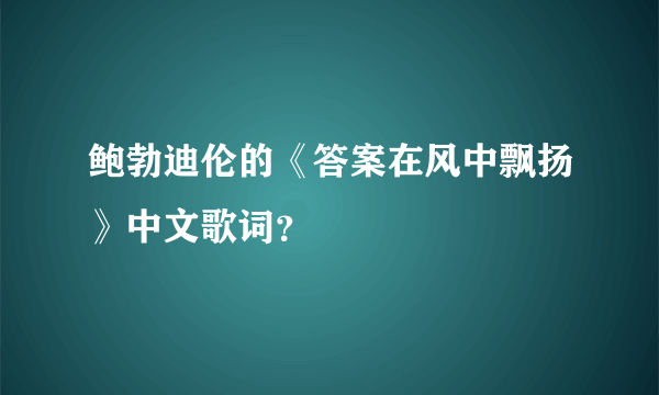 鲍勃迪伦的《答案在风中飘扬》中文歌词？