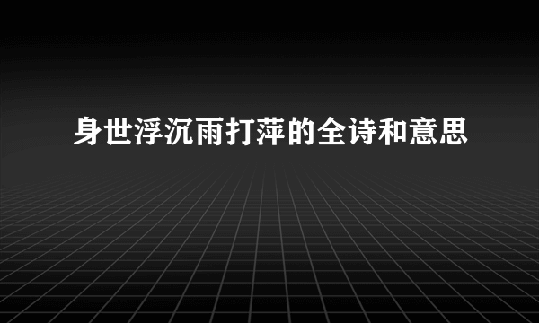 身世浮沉雨打萍的全诗和意思