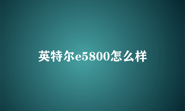 英特尔e5800怎么样