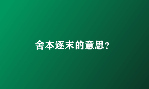 舍本逐末的意思？