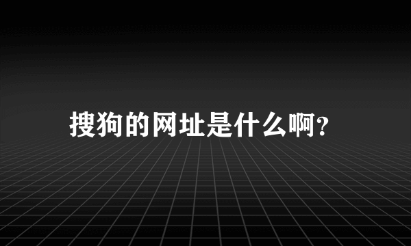 搜狗的网址是什么啊？