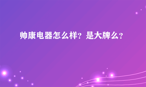 帅康电器怎么样？是大牌么？