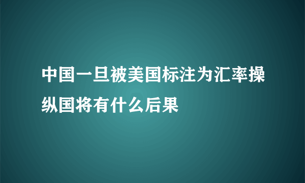 中国一旦被美国标注为汇率操纵国将有什么后果