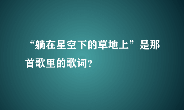 “躺在星空下的草地上”是那首歌里的歌词？