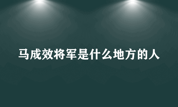 马成效将军是什么地方的人