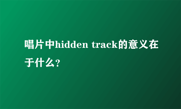 唱片中hidden track的意义在于什么？