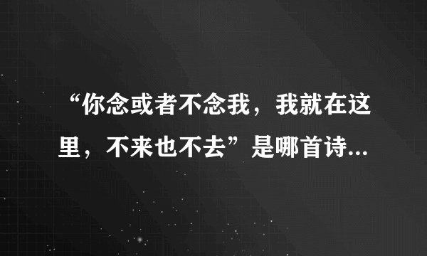 “你念或者不念我，我就在这里，不来也不去”是哪首诗里面的句子。