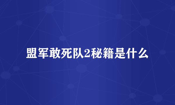 盟军敢死队2秘籍是什么