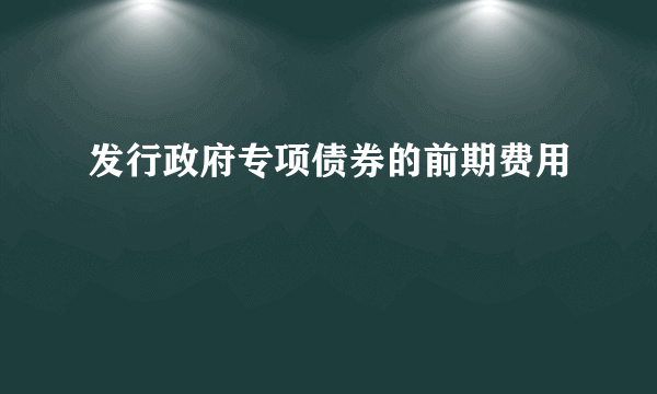 发行政府专项债券的前期费用