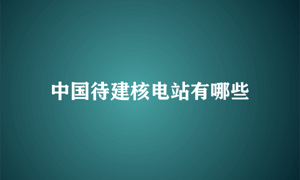 中国待建核电站有哪些