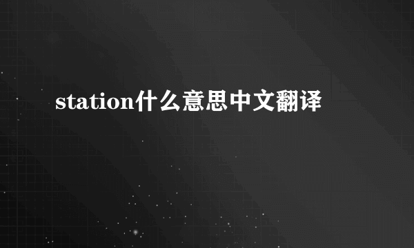 station什么意思中文翻译