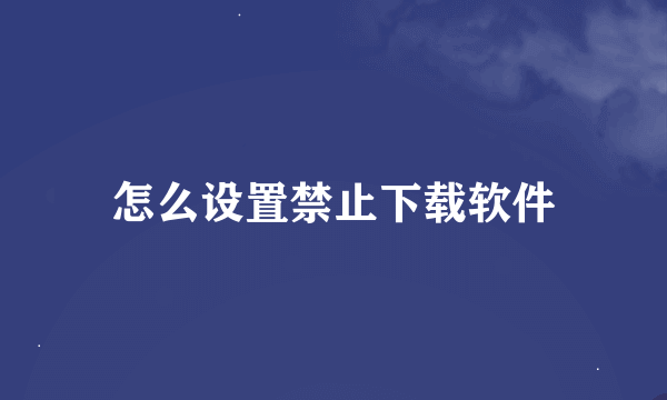 怎么设置禁止下载软件