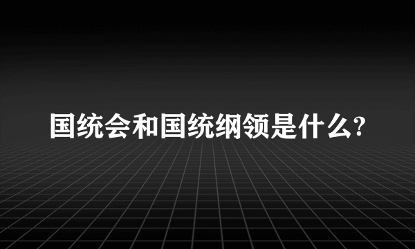 国统会和国统纲领是什么?