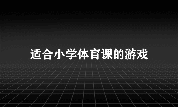 适合小学体育课的游戏