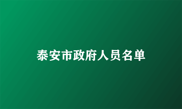 泰安市政府人员名单