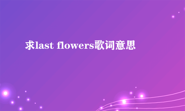 求last flowers歌词意思