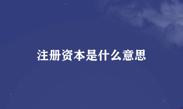 注册资本是什么意思