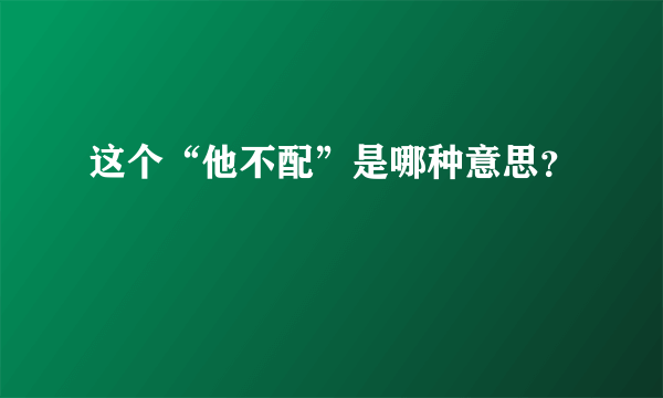 这个“他不配”是哪种意思？