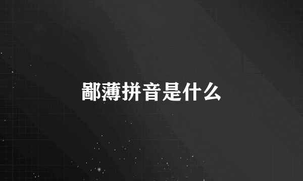 鄙薄拼音是什么