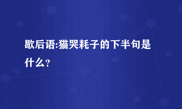 歇后语:猫哭耗子的下半句是什么？